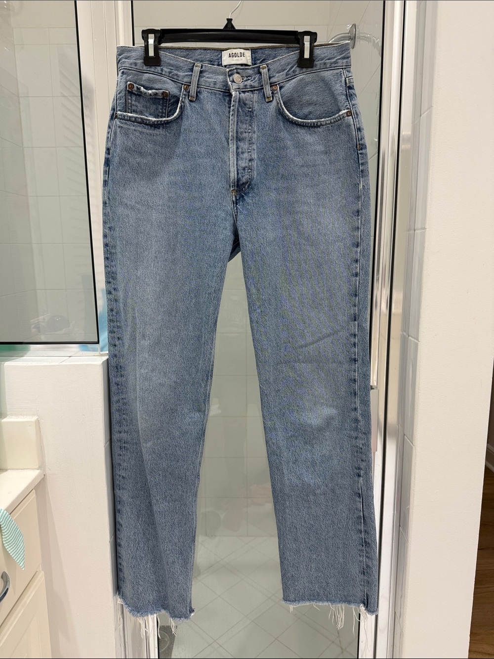 A Golde Lana Sway Light Wash jeans button fly raw hem size 28 - Picture 5 of 13